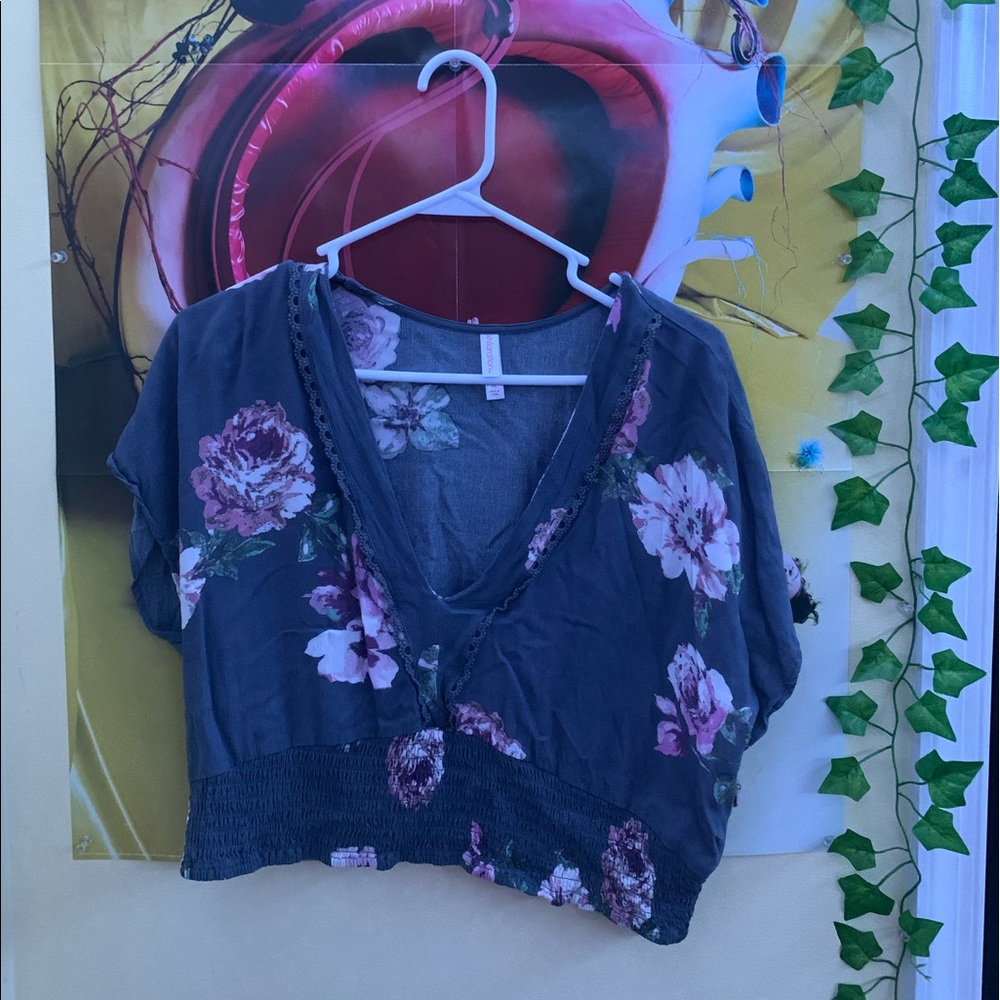 Target Grey Floral Blouse